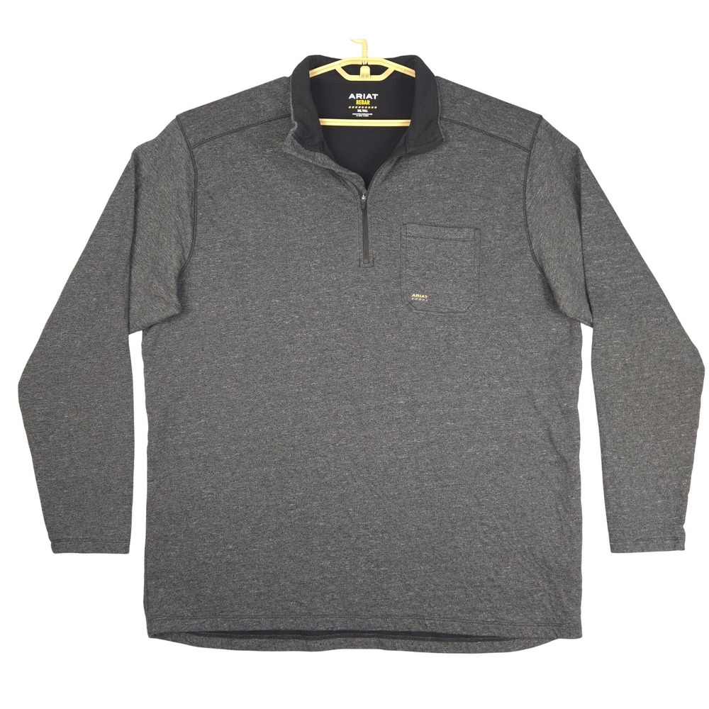 Ariat Rebar Men's Gray Heathered 2XLT 1/4 Zip Long Sleeve Pullover